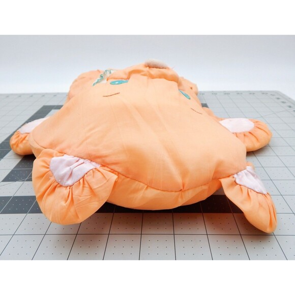 Vintage Fisher Price Puffalump Teddy Bear 1370 Peach Orange Plush Heart Bib 1989 - Picture 5 of 8